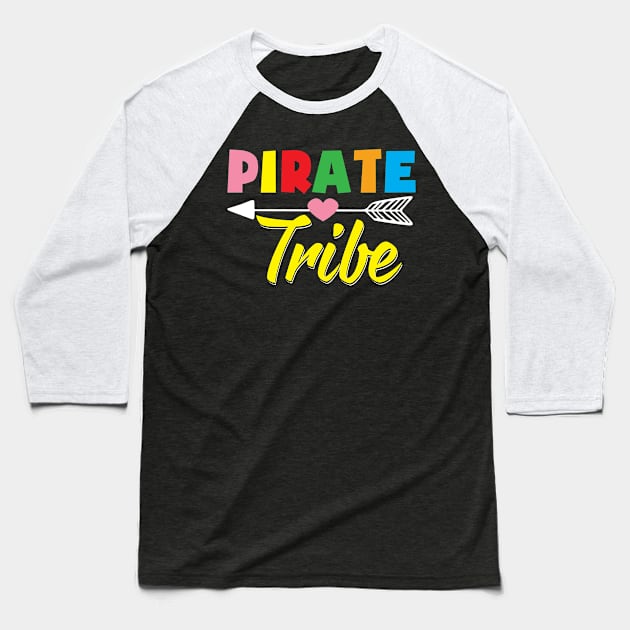 Team Pirate Teacher Tribe Back To School Baseball T-Shirt by folidelarts